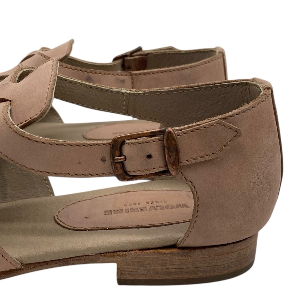 Wolverine Womens Shoes Leather Flats Size 7 Tan Sandals Casual Buckle Neutral - Picture 5 of 13